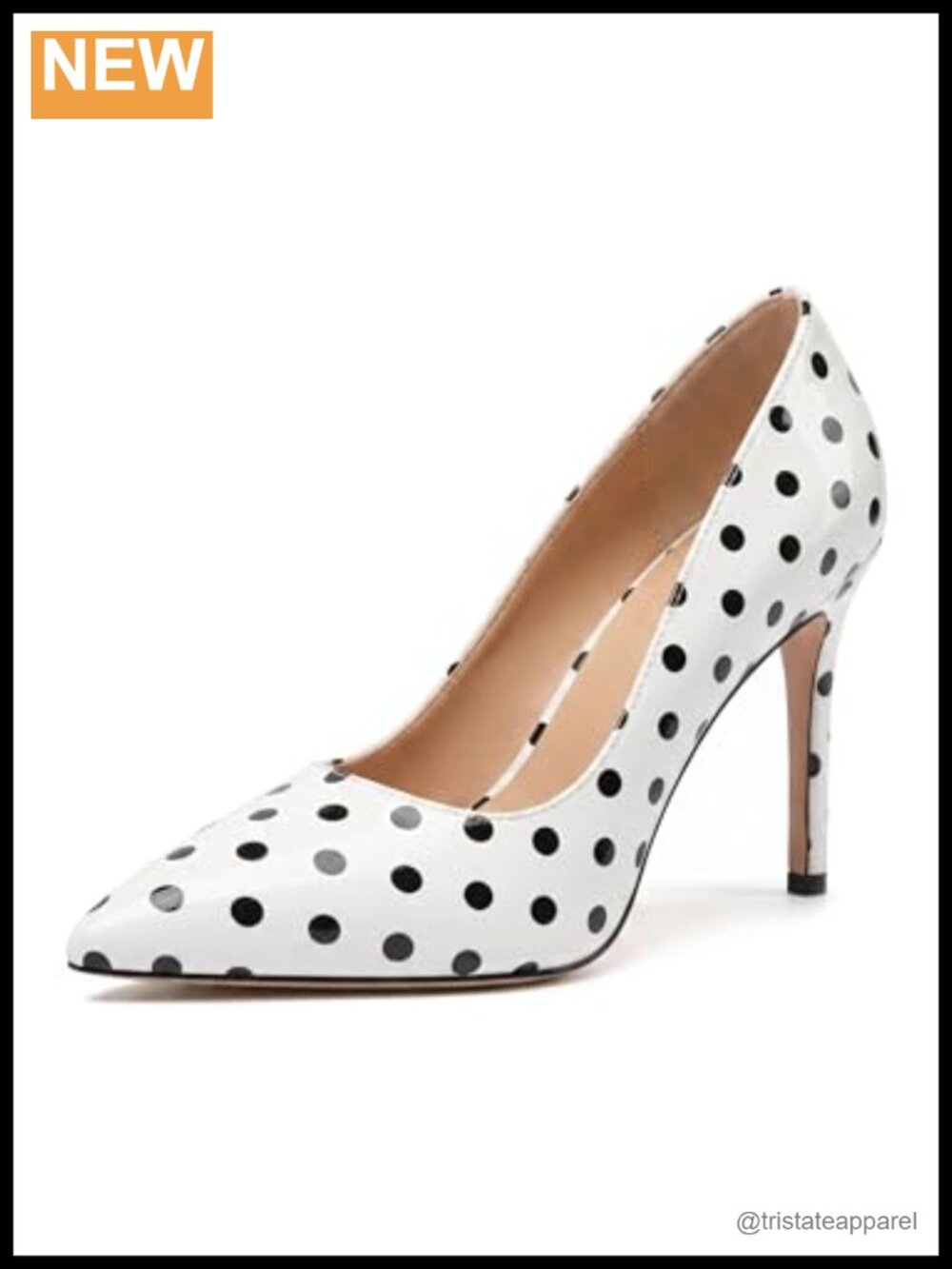 Polka Dot Pointed Toe Stiletto Heel Pumps Patent Faux Leather